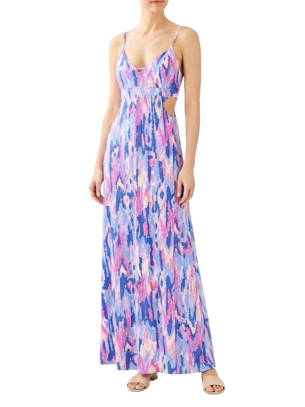Lilly Pulitzer Linley Maxi Dress Amethyst One Too Many Blue Pink Abstract Small